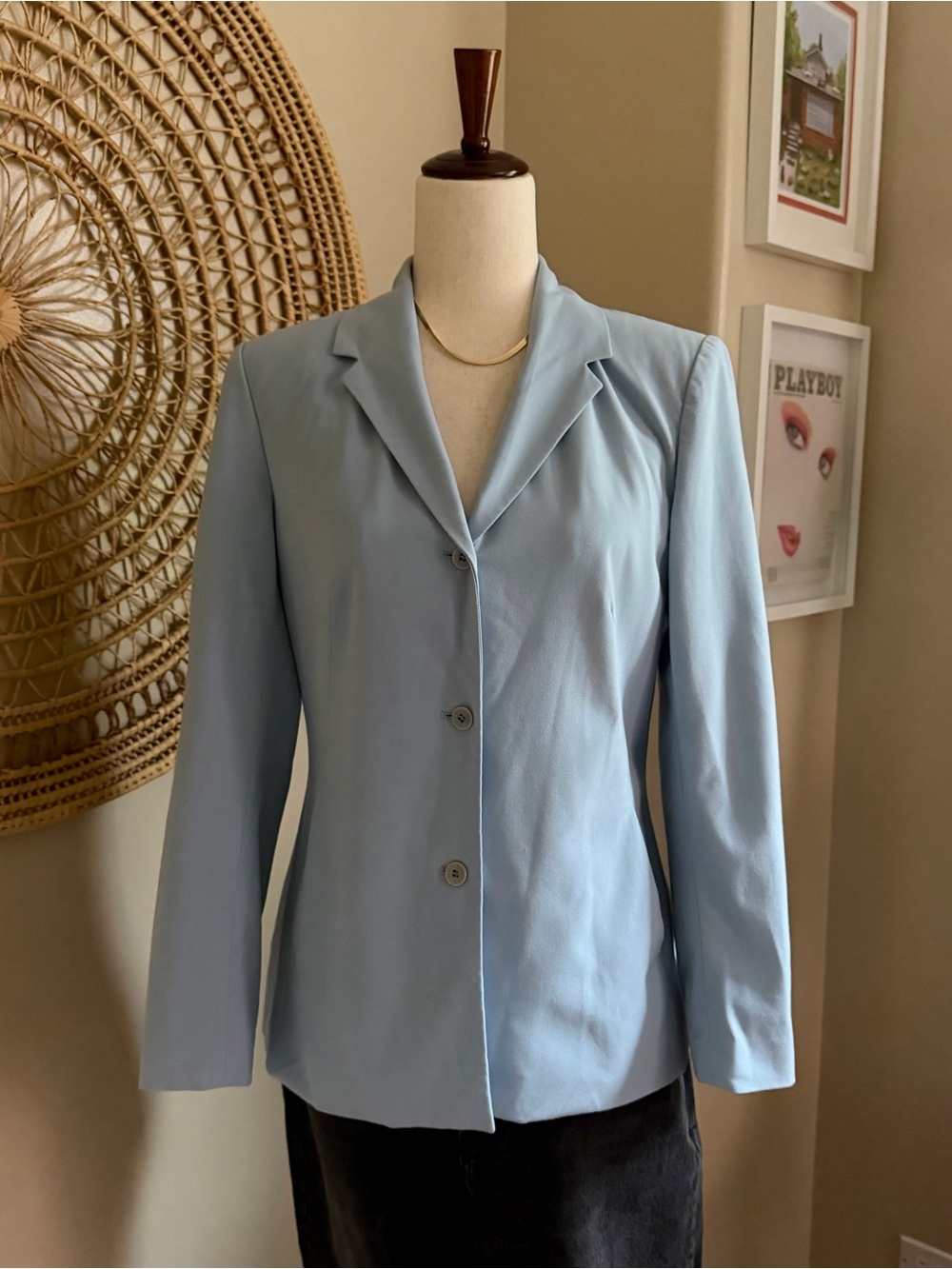 The Limited Light Blue Fitted Stretch Blazer